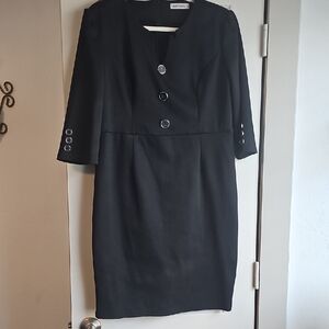 Grace Karin Black Midi Sheath Dress Crew Neck